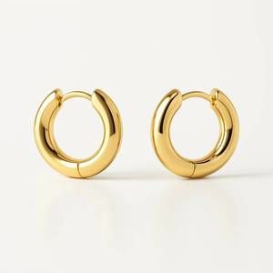 NEW EKLEXIC women's chunky huggie hoop earrings in gold